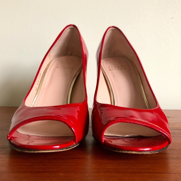 Stuart Weitzman Patent Open-toed  Pumps - Picture 2 of 6